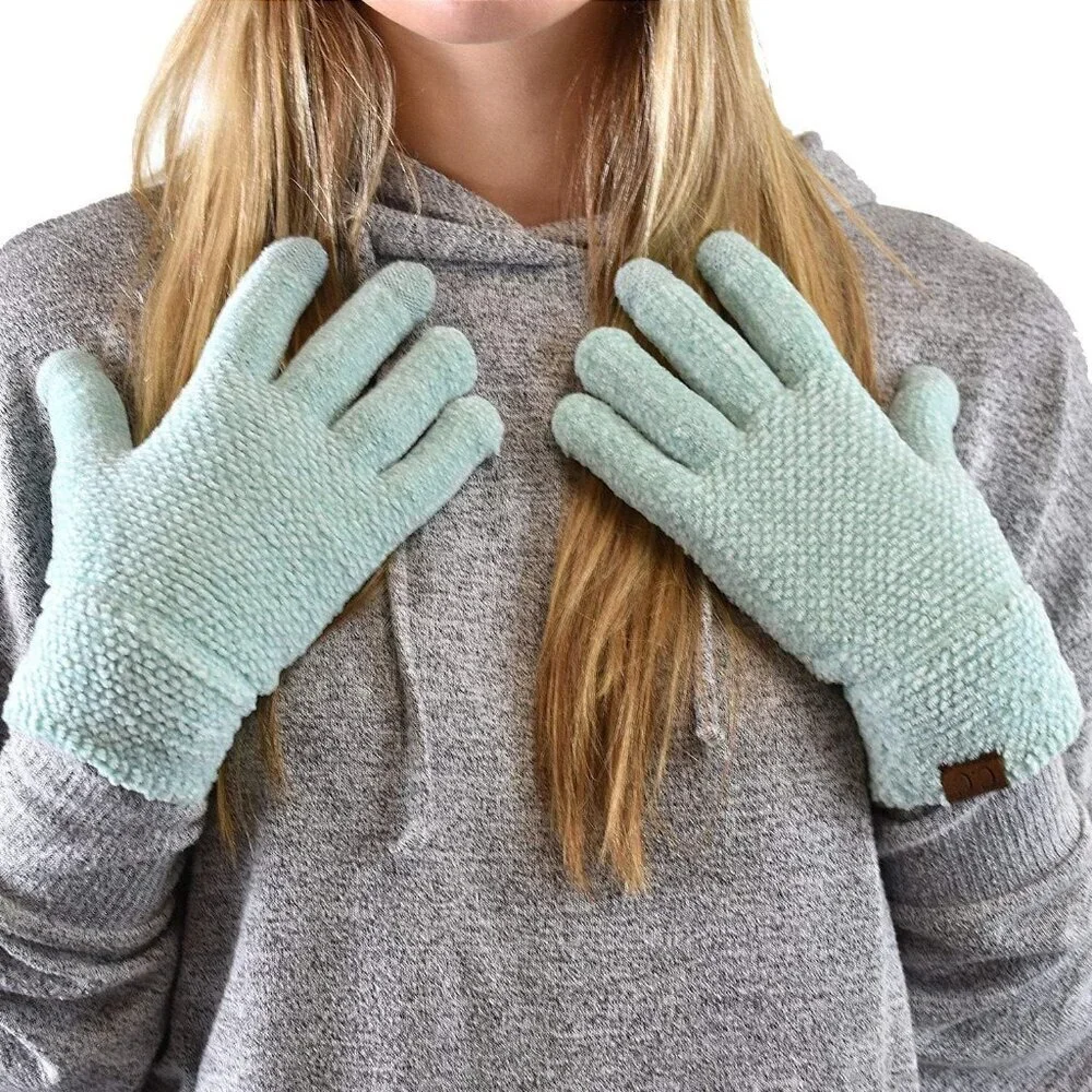 Women's Mint Winter Warm Eco-friendly Knit Chenille Touchscreen Texting Gloves